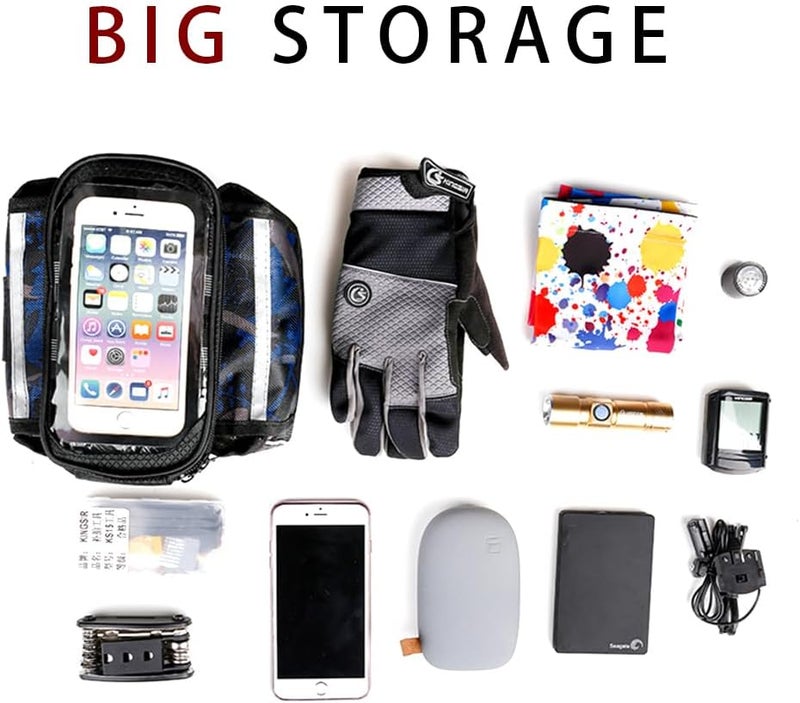 YERGOFE Bike Frontbar Bike Bag - Blue - Bicycle Accessories for Adult Bikes， Waterproof，Compatible Phone - Image 5